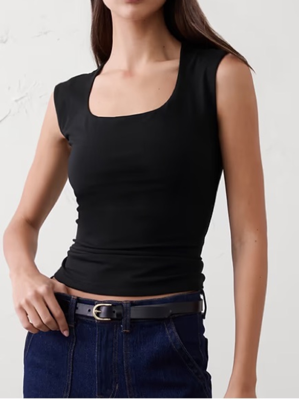 Banana republic black SOFT STRETCH SCOOP-NECK TOP